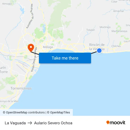 La Vaguada to Aulario Severo Ochoa map