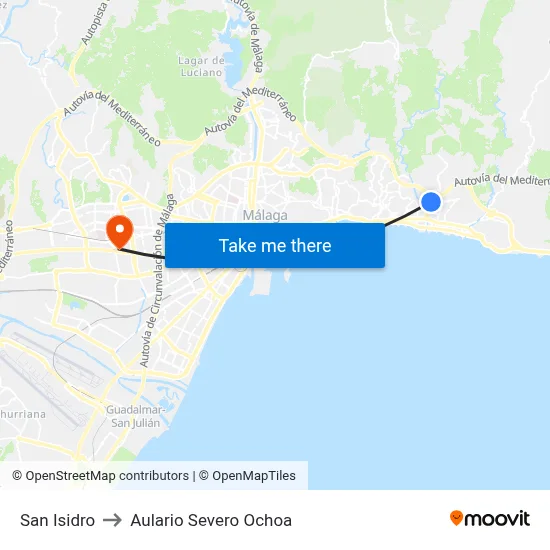 San Isidro to Aulario Severo Ochoa map