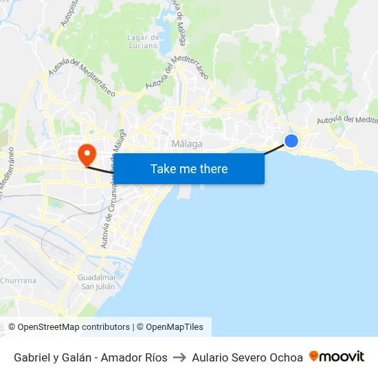 Gabriel y Galán - Amador Ríos to Aulario Severo Ochoa map