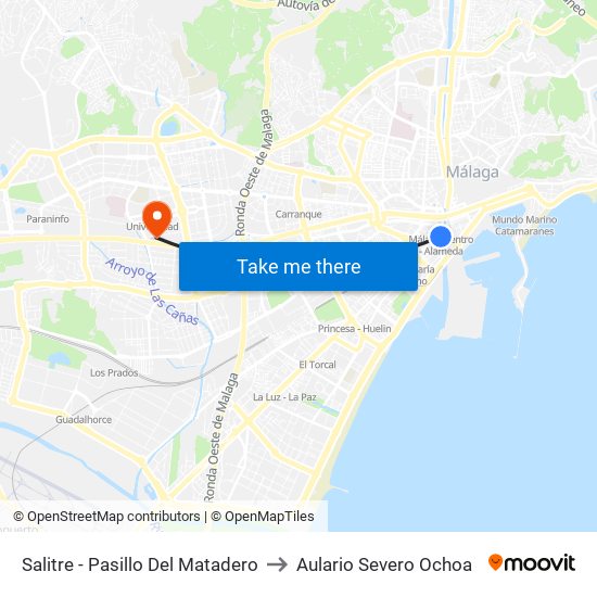 Salitre - Pasillo Del Matadero to Aulario Severo Ochoa map