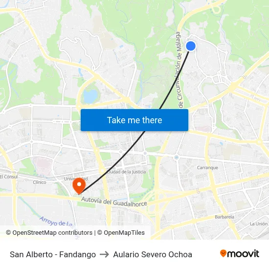 San Alberto - Fandango to Aulario Severo Ochoa map