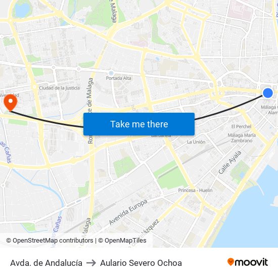Avda. de Andalucía to Aulario Severo Ochoa map