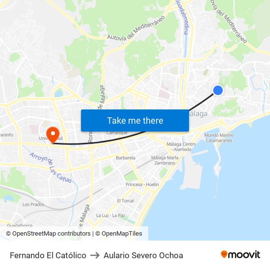 Fernando El Católico to Aulario Severo Ochoa map
