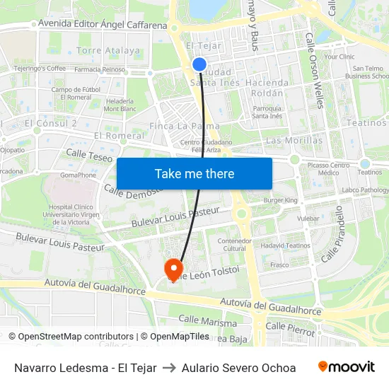 Navarro Ledesma - El Tejar to Aulario Severo Ochoa map
