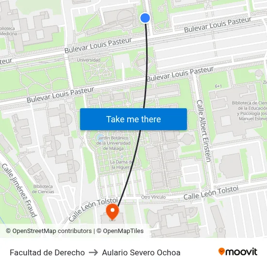 Facultad de Derecho to Aulario Severo Ochoa map