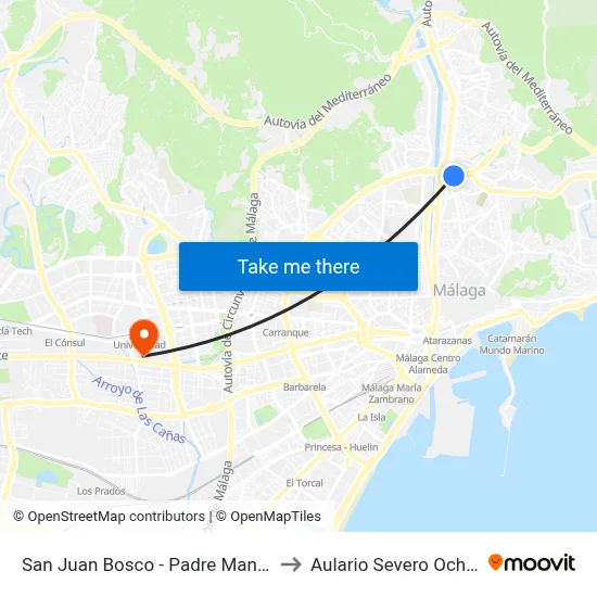 San Juan Bosco - Padre Manjón to Aulario Severo Ochoa map