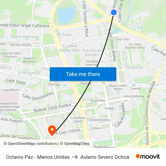Octavio Paz - Manos Unidas to Aulario Severo Ochoa map
