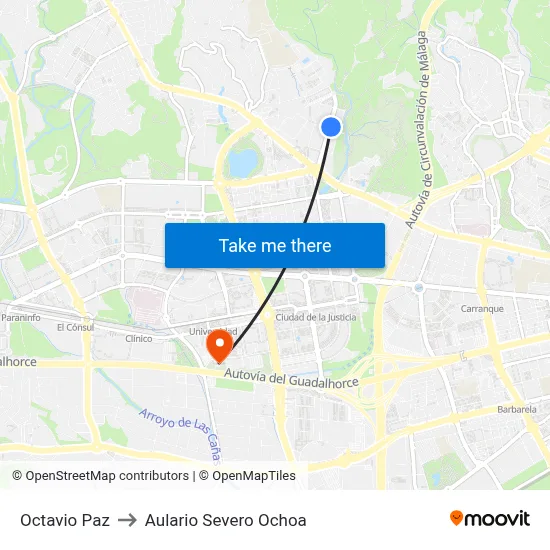 Octavio Paz to Aulario Severo Ochoa map