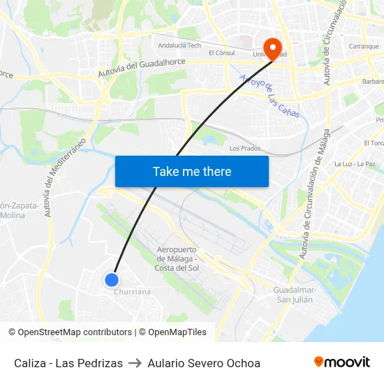 Caliza - Las Pedrizas to Aulario Severo Ochoa map