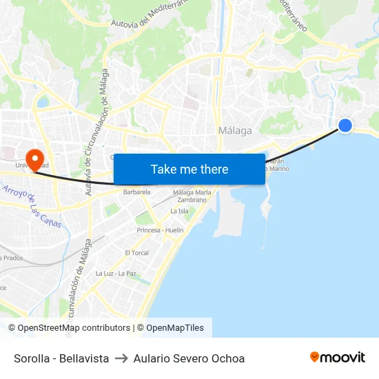 Sorolla - Bellavista to Aulario Severo Ochoa map