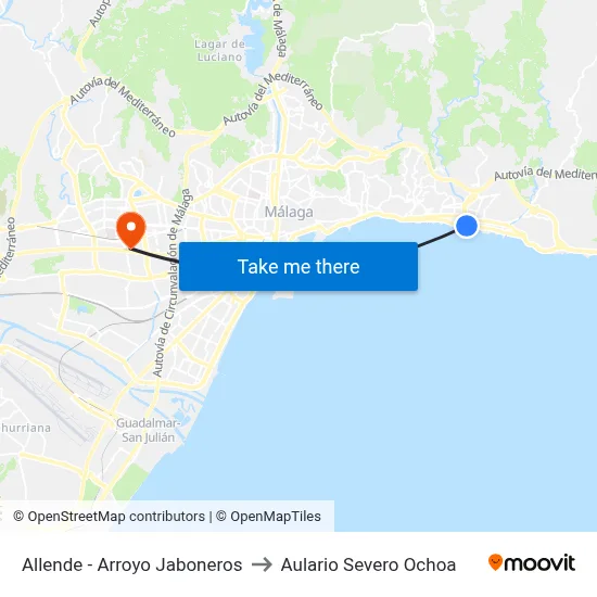 Allende - Arroyo Jaboneros to Aulario Severo Ochoa map