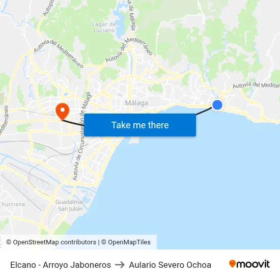 Elcano - Arroyo Jaboneros to Aulario Severo Ochoa map