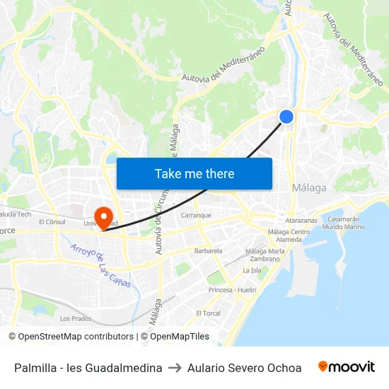 Palmilla - Ies Guadalmedina to Aulario Severo Ochoa map