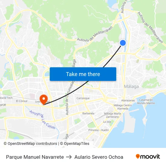 Parque Manuel Navarrete to Aulario Severo Ochoa map