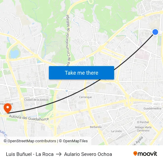 Luis Buñuel - La Roca to Aulario Severo Ochoa map