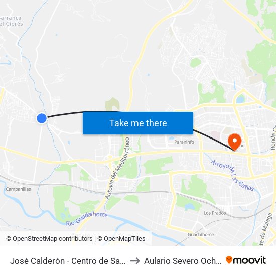 José Calderón - Centro de Salud to Aulario Severo Ochoa map