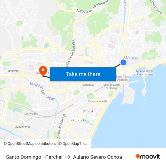 Santo Domingo - Perchel to Aulario Severo Ochoa map