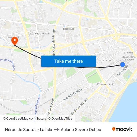 Héroe de Sostoa - La Isla to Aulario Severo Ochoa map