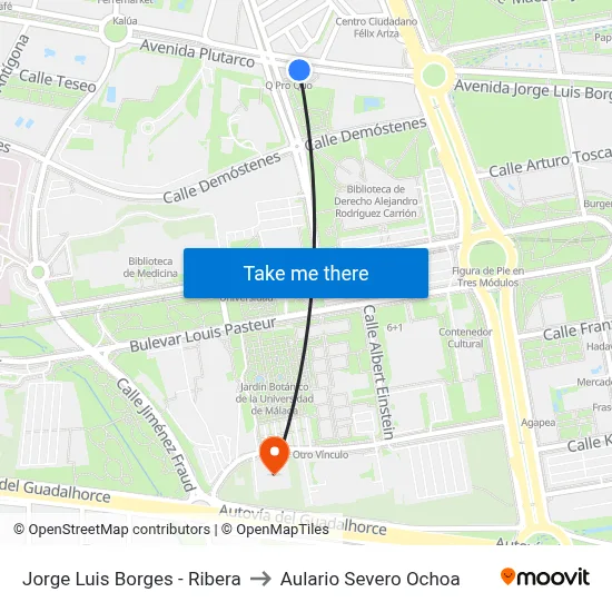Jorge Luis Borges - Ribera to Aulario Severo Ochoa map