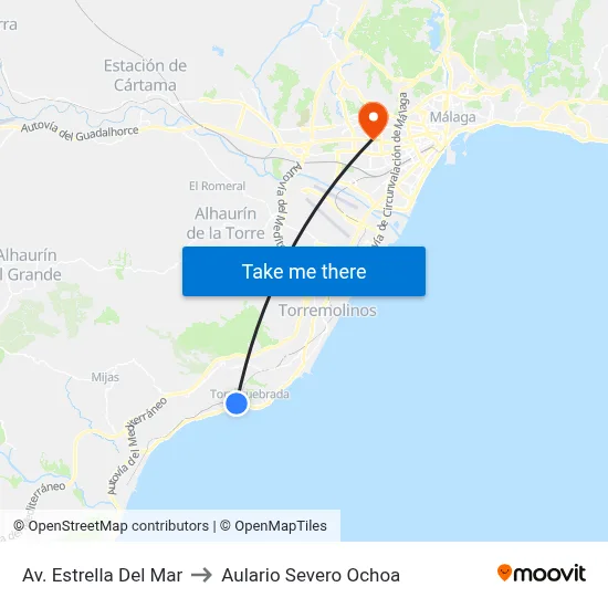 Av. Estrella Del Mar to Aulario Severo Ochoa map