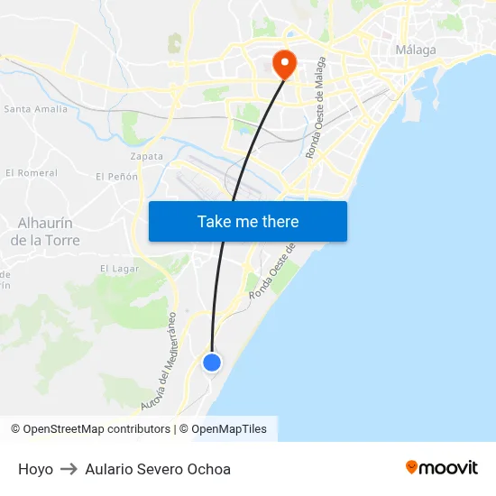 Hoyo to Aulario Severo Ochoa map