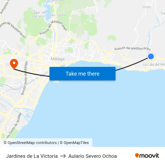 Jardines de La Victoria to Aulario Severo Ochoa map