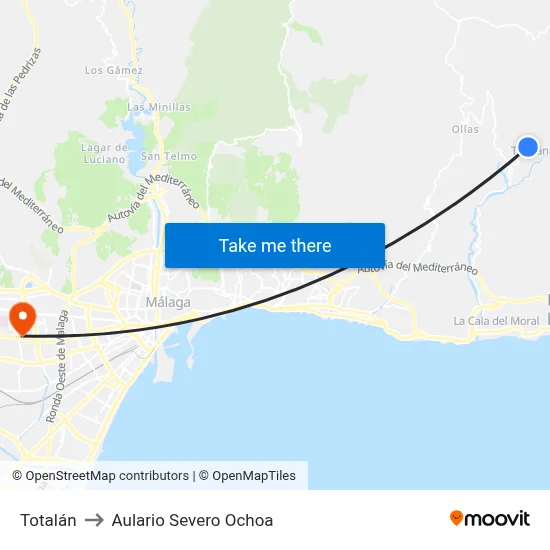 Totalán to Aulario Severo Ochoa map