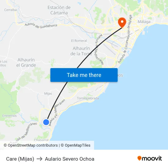 Care (Mijas) to Aulario Severo Ochoa map