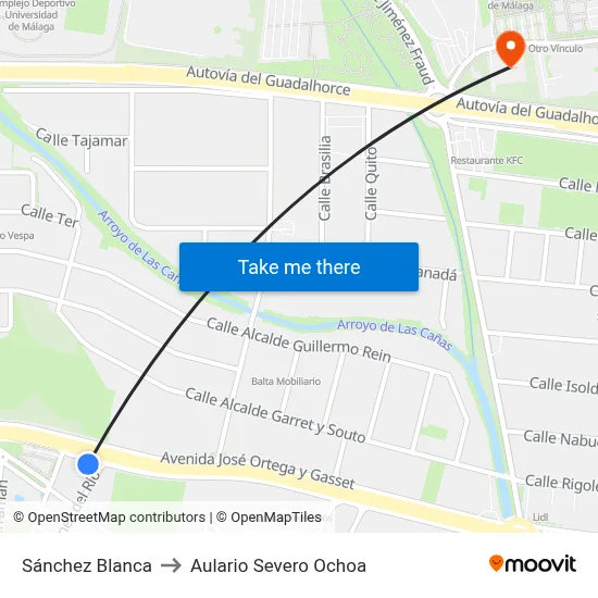 Sánchez Blanca to Aulario Severo Ochoa map