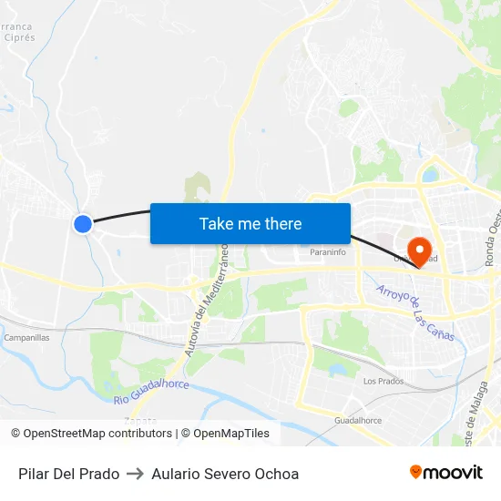 Pilar Del Prado to Aulario Severo Ochoa map