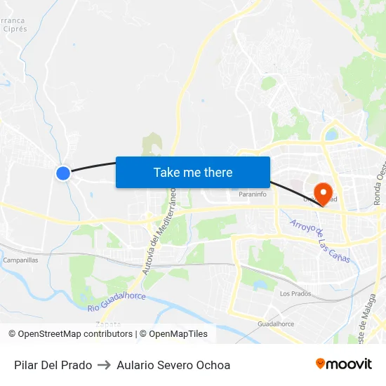 Pilar Del Prado to Aulario Severo Ochoa map