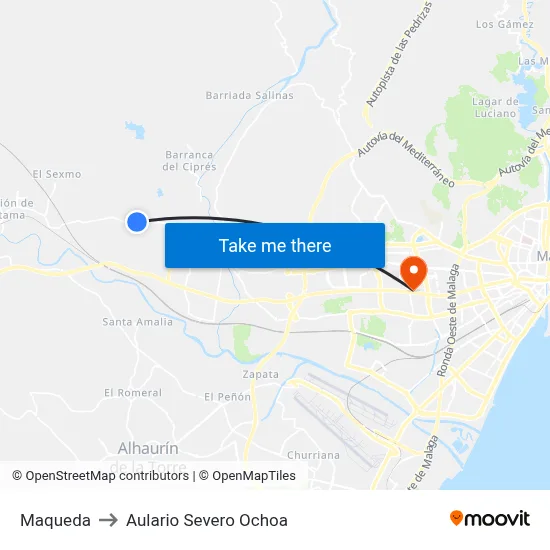 Maqueda to Aulario Severo Ochoa map