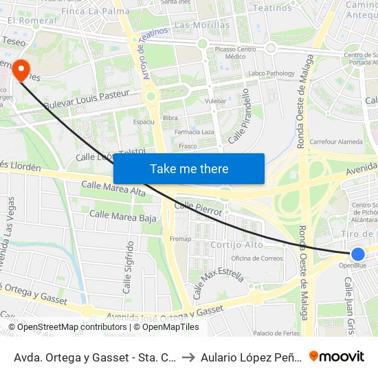 Avda. Ortega y Gasset - Sta. Cristina to Aulario López Peñalver map