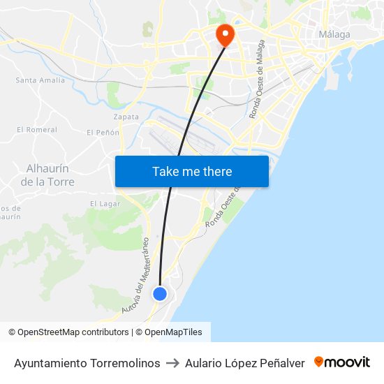 Ayuntamiento Torremolinos to Aulario López Peñalver map