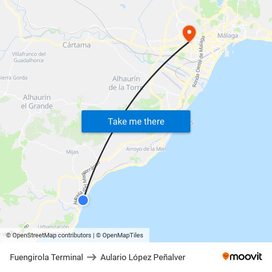 Fuengirola Terminal to Aulario López Peñalver map