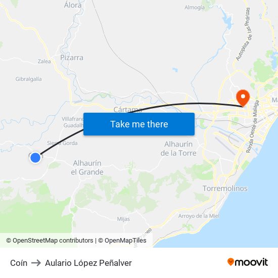 Coín to Aulario López Peñalver map