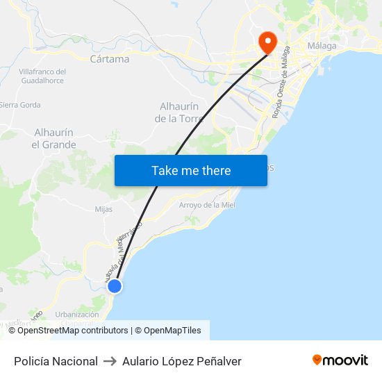 Policía Nacional to Aulario López Peñalver map