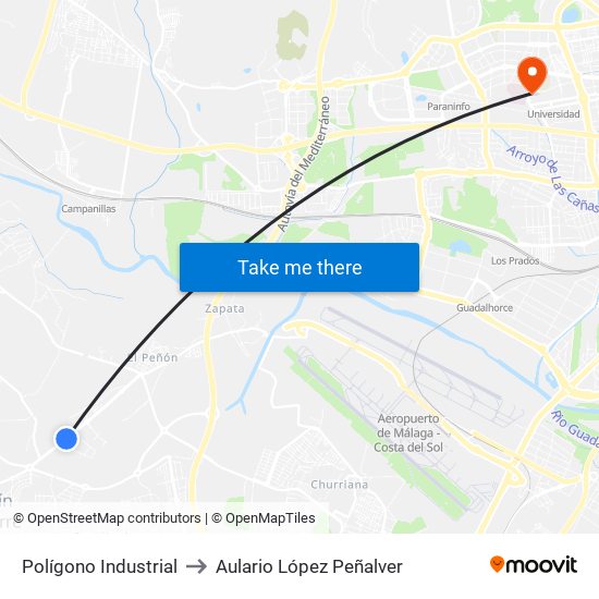 Polígono Industrial to Aulario López Peñalver map