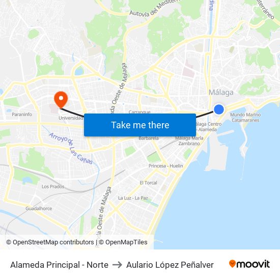 Alameda Principal - Norte to Aulario López Peñalver map