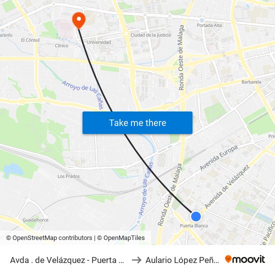 Avda . de Velázquez - Puerta Blanca to Aulario López Peñalver map