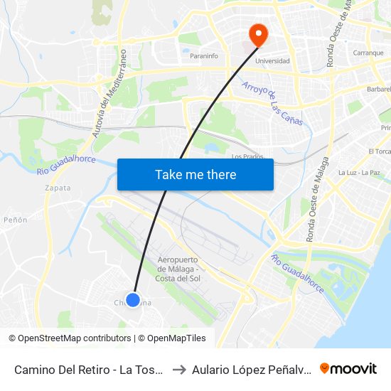 Camino Del Retiro - La Tosca to Aulario López Peñalver map
