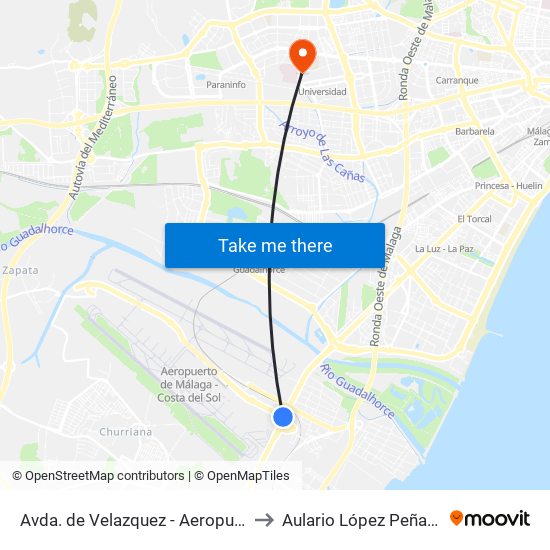 Avda. de Velazquez - Aeropuerto to Aulario López Peñalver map