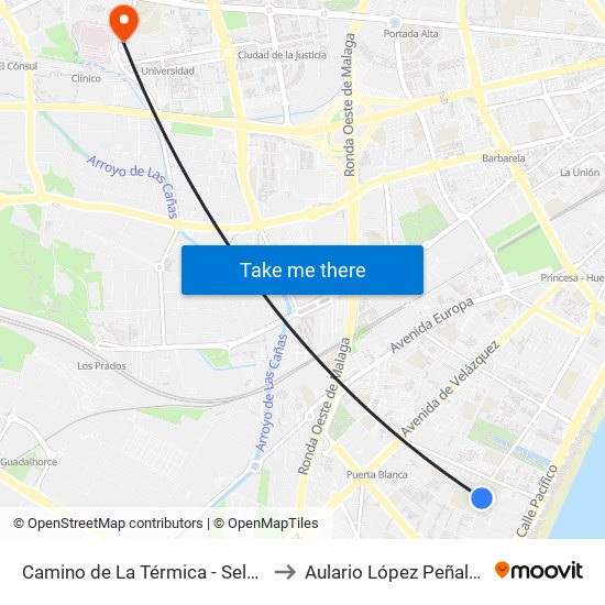 Camino de La Térmica - Selene to Aulario López Peñalver map