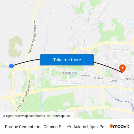 Parque Cementerio - Camino Santa Inés to Aulario López Peñalver map