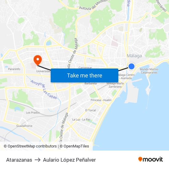 Atarazanas to Aulario López Peñalver map