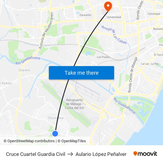 Cruce Cuartel Guardia Civil to Aulario López Peñalver map