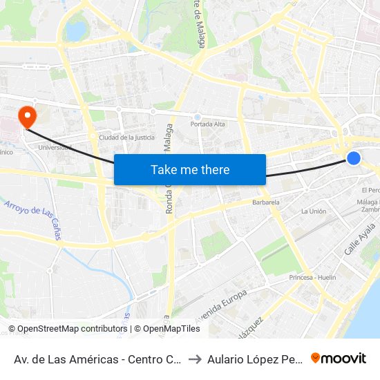 Av. de Las Américas - Centro Comercial to Aulario López Peñalver map