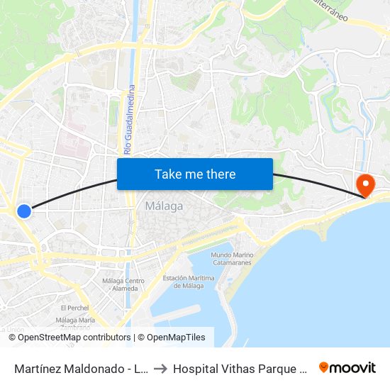 Martínez Maldonado - Las Chapas to Hospital Vithas Parque San Antonio map