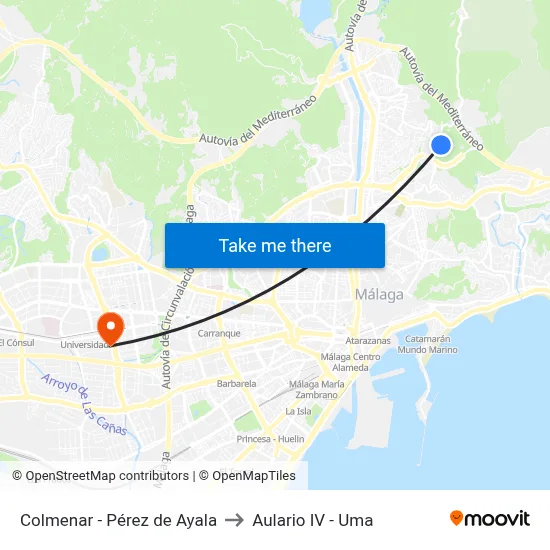 Colmenar - Pérez de Ayala to Aulario IV - Uma map