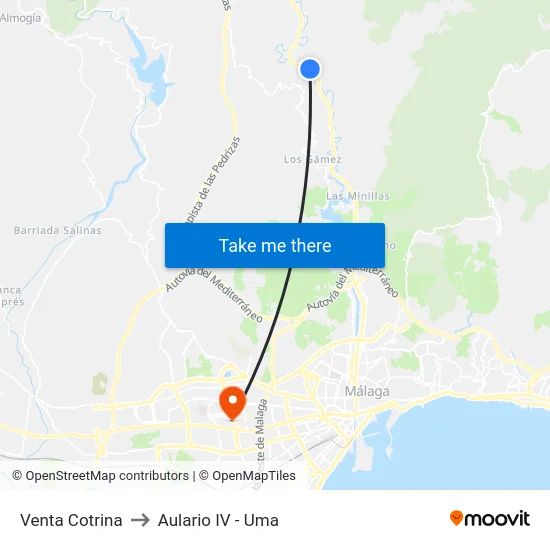 Venta Cotrina to Aulario IV - Uma map